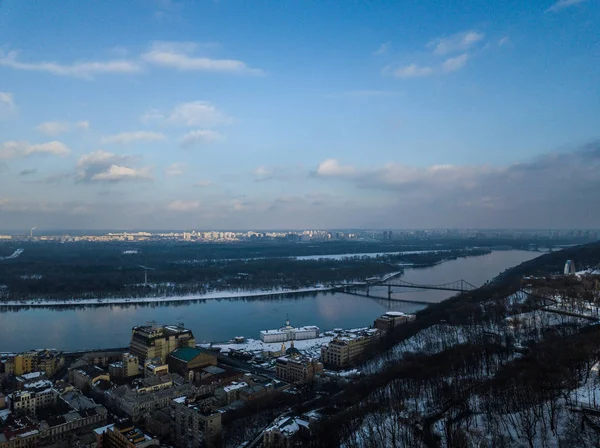 Quiiv Ucrânia Fevereiro 2018 Drone Aéreo Foto Inverno Centro Kiev — Fotografia de Stock