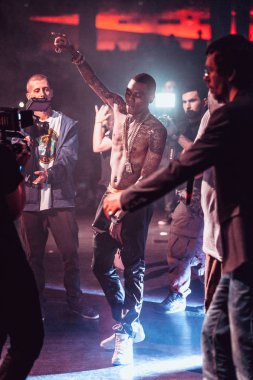 Moskova - 27 Mart, 2015: Soulja Boy ve performans Migos (Quavo, kalkış, ofset) alanı Moskova gece kulübünde Rusya'da yaşamak