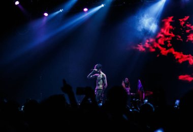 Moskova - 30 Mart, 2017: rapçi Lil dikizlemek konser gece kulübü.