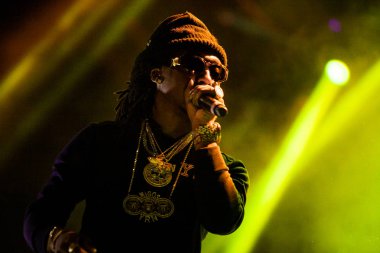 Moskova - 27 Mart, 2015: Soulja Boy ve performans Migos (Quavo, kalkış, ofset) alanı Moskova gece kulübünde Rusya'da yaşamak