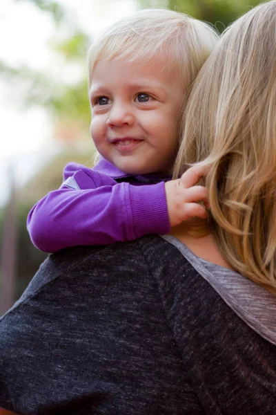 Cute Little Blond Boy His Family — Stock Photo, Image