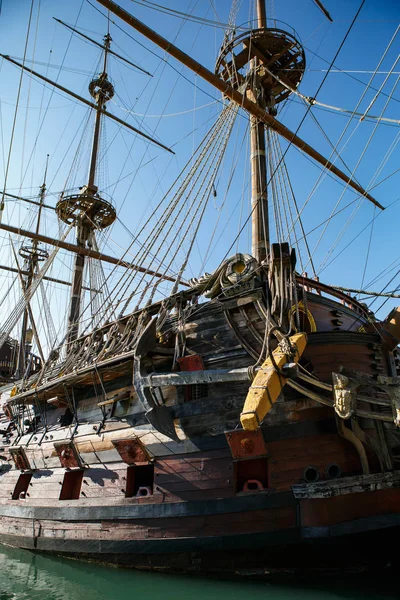 Genoa Italy October 2018 Big Wooden Pirate Ship Neptune Harbor — Stock Photo, Image