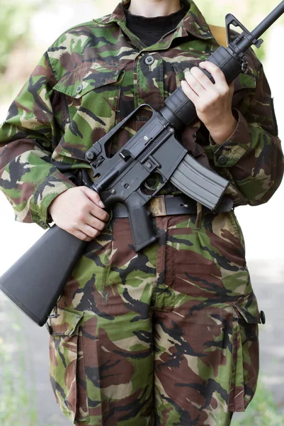 Female Guard Ready Serve Protect — Stock Photo, Image