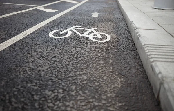 Separate bicycle lane for riding bicycles and other city transportation.White painted bike on asphalt.Ride ecological green urban transport