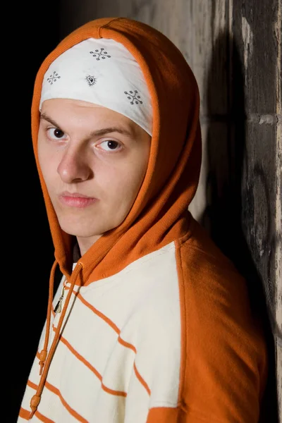 Hip Hop Styled Teenage Guy Posing Outdoors Night — Stock Photo, Image