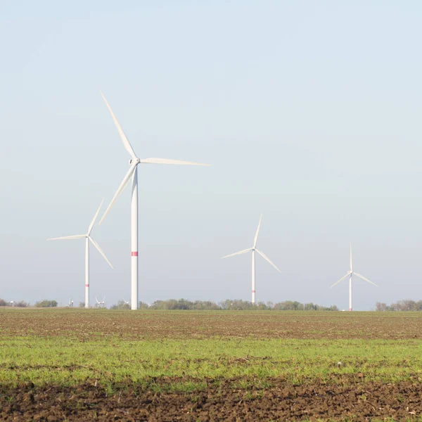 Alternatív Energiaforrások Zöld Szél Turbins Vagy Szélerőművek — Stock Fotó