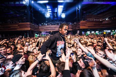 MOSCOW - DECEMBER, 6: Travis Scott performing at Glavclub in Moscow on 6th of December 2014