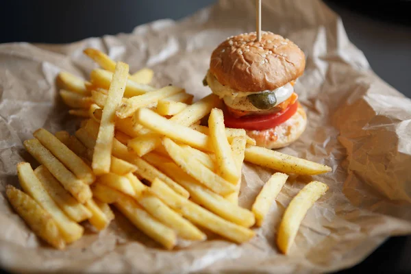 Leckere Kleine Baby Burger Café Menu Fast Food Restaurant Gericht — Stockfoto