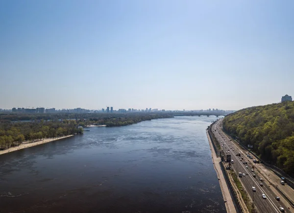 Kiev Ukraina April 2018 Aerial Drone Foto Väg Med Trafik — Stockfoto