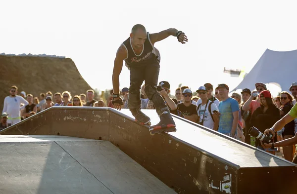 Odessa Agosto 2017 Concurso Patinaje Línea Agresivo Skate Park Aire — Foto de Stock