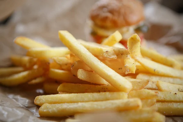 Leckere Goldene Pommes Fast Food Cafe Ungesund Aber Lecker Junk — Stockfoto