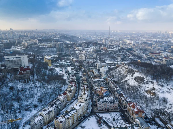 Kiev Ukraina Februari 2018 Antenn Drönare Foto Vintern Kiev Center — Stockfoto