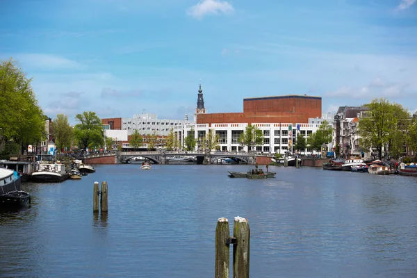 Vista Sulla Città Con Canale Amsterdam Paesi Bassi — Foto Stock