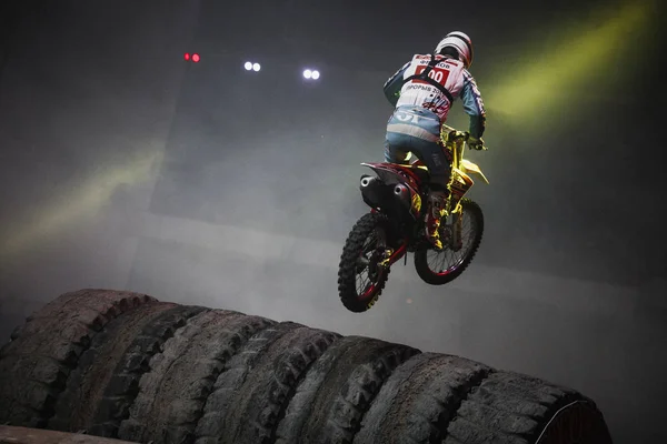 Moskva Března 2015 Extrémní Sportovní Soutěže Ukazují Proryv Freestyle Motocross — Stock fotografie