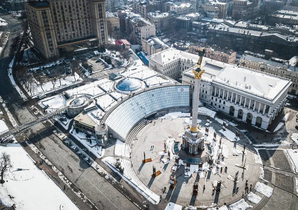 Kyjev Ukrajina Března 2018 Náměstí Maidan Nezalezhnosti Foto Letecké Dron — Stock fotografie