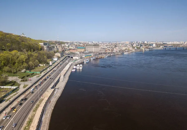 Kiev Ukraina April 2018 Aerial Drone Foto Väg Med Trafik — Stockfoto