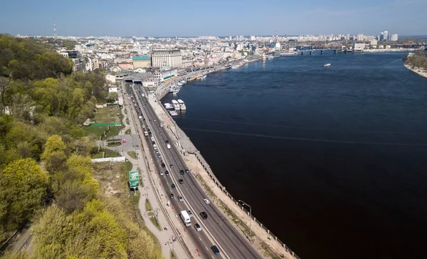 Kyiv Ukraine Avril 2018 Drone Aérien Photo Route Avec Circulation — Photo