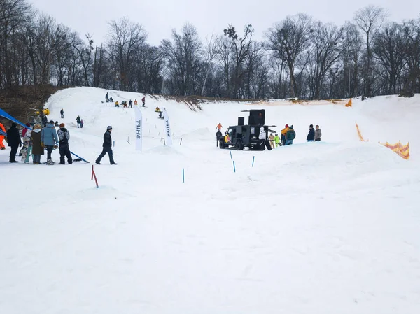 Kijów Ukraina Lutego 2018 Snowboard Park Goloseev Ski Park Otwarcie — Zdjęcie stockowe