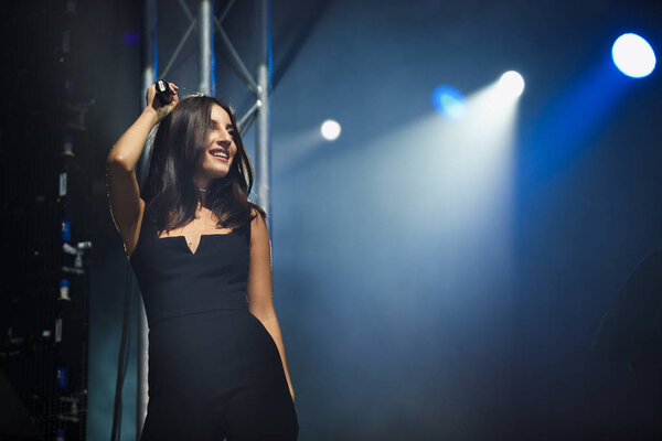 Singer Kristina Si performing on stage of Space Moscow nightclub at Like Party hosted by Like FM on 25 September, 2016