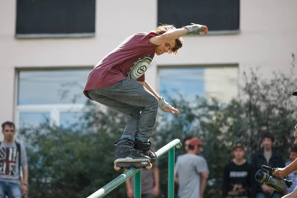 Moscow August 2015 Outdoor Aggressive Rollerbladers Completion S3T Contest Young — Stock Photo, Image