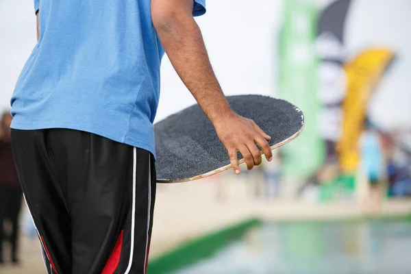 Odessa Ukrayna Ağustos 2017 Yağsız Kurulu Yarışması Sahilde Gençler Skimboarding — Stok fotoğraf