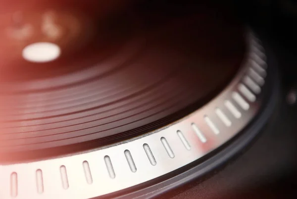 Turntable Vinyl Record Player Close Technologie Son Analogique Pour Jouant — Photo