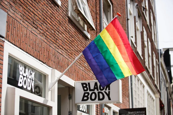 Amsterdam May 2018 Bandera Del Orgullo Gay Bar Holanda — Foto de Stock