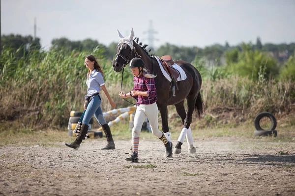 Μαριούπολη Ουκρανία Ιουλίου 2015 Άλογο Ιππασίας Διαγωνισμό Μεταξύ Των Νέων — Φωτογραφία Αρχείου