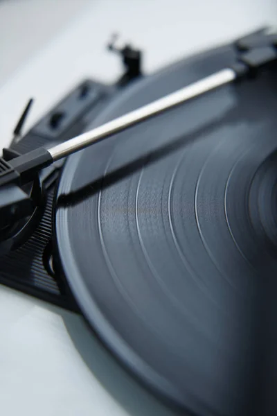 Bliska Strzał Gramofon Vinyl Record Player Vintage Gramofony Igła Ramię — Zdjęcie stockowe