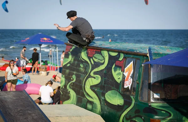 Odessa Agosto 2017 Concurso Patinaje Línea Agresivo Skate Park Aire — Foto de Stock