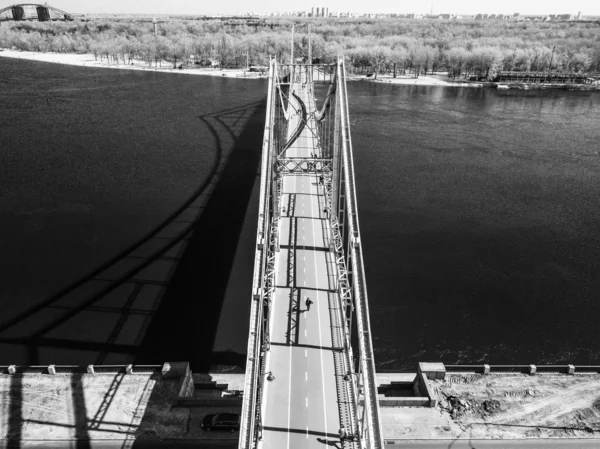 Kyiv Ukraine Abril 2018 Drone Aéreo Foto Ponte Truhanov Podil — Fotografia de Stock