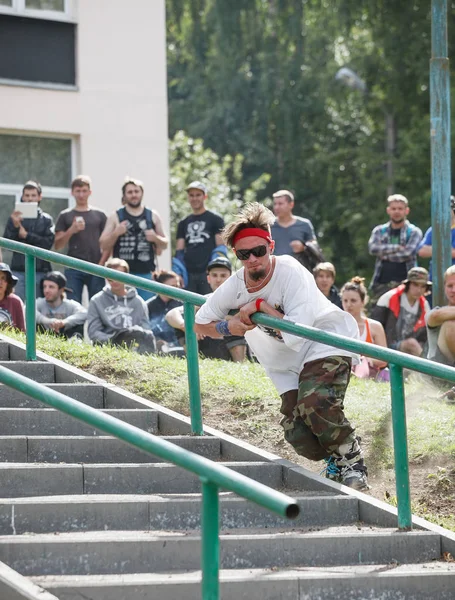 Moscow Agosto 2015 Concurso S3T Conclusão Rollerbladers Agressivos Livre Jovem — Fotografia de Stock
