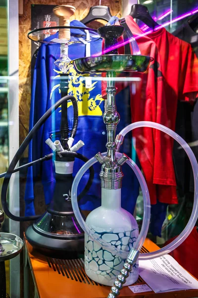 Genoa Italy October 2018 Ganja Shop Sell Legalized Marijuana Glass — Stock Photo, Image