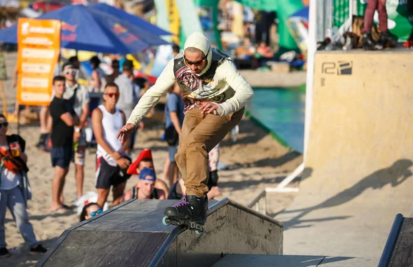 Odessa Agosto 2017 Concurso Patinação Linha Agressiva Parque Skate Livre — Fotografia de Stock