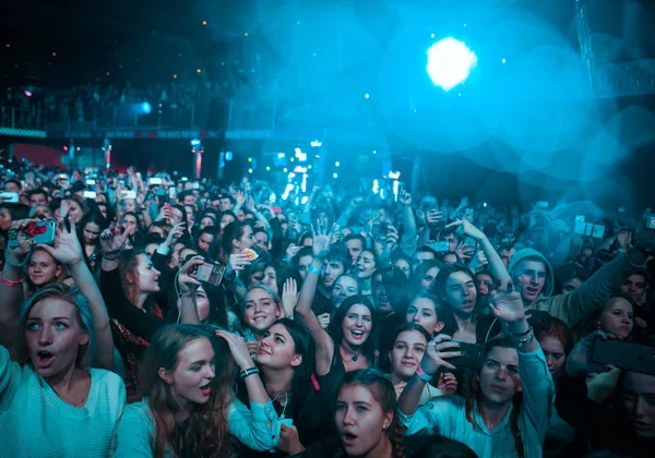 Moszkva 2016 November Dancefloor Zsúfolt Éjszakai Klubban Teljes Éjszakai Zenei — Stock Fotó