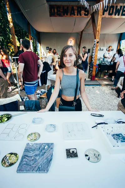 Moscú Agosto 2015 Popular Evento Hipster Llamado Mercado Diseño Picnic —  Fotos de Stock