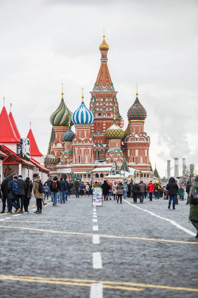 Москва Россия Января 2017 Памятник Красной Площади Церковь Святого Василия — стоковое фото