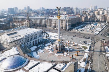 KIEV, UKRAINE-11 MARCH, 2018: Maidan Nezalezhnosti square in Kyiv. clipart