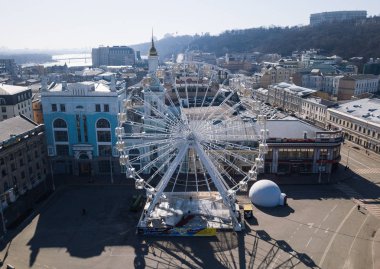 Kiev - 9 Nisan, 2018: dönme merkezi Kiev Ukrayna içinde hava uçak fotoğrafı. 