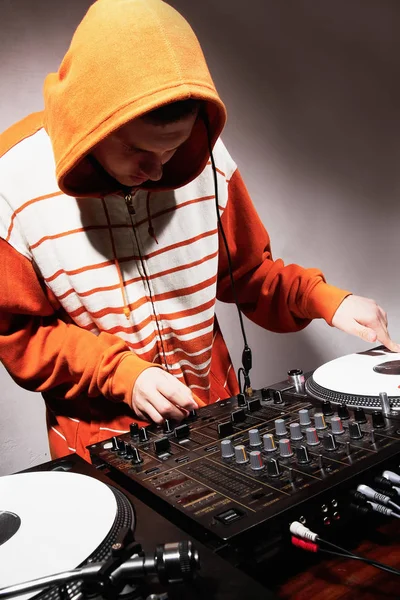 Disc Jockey Playing Hip Hop Music Professional Top Class Club — Stock Photo, Image