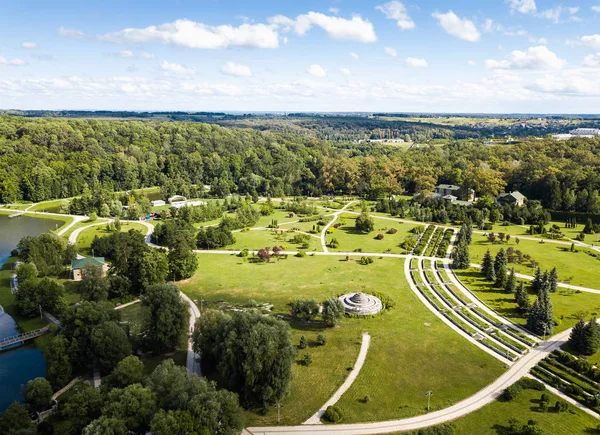 Kiev Julho 2018 Drone Aéreo Foto Belo Parque Verde Feophania — Fotografia de Stock