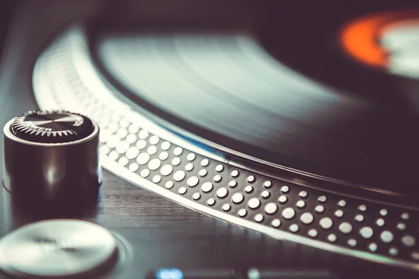 Otočný Stůl Vinylových Desek Zaměřit Gramofony Lesklý Talíř Vypínač Jehlu — Stock fotografie