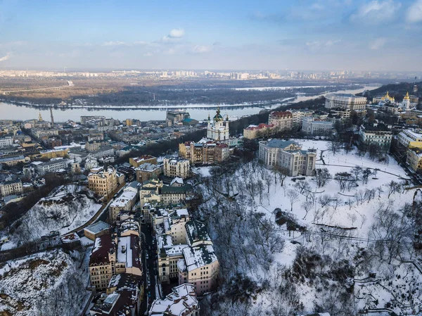 Київ Україна Лютого 2018 Drone Антена Фото Зими Київського Центру — стокове фото