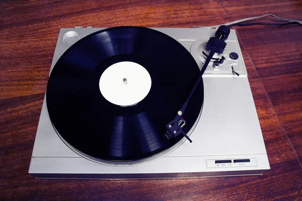 Gramofon Hraje Vinyl Záznam Hudbou — Stock fotografie