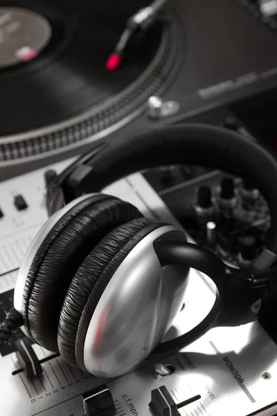 Fone Ouvido Estéreo Grande Para Mixer Som Parte Toca Discos — Fotografia de Stock