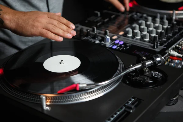 Hip Hop Toca Música Discos Vinil Analógicos Disco Clube Profissional — Fotografia de Stock