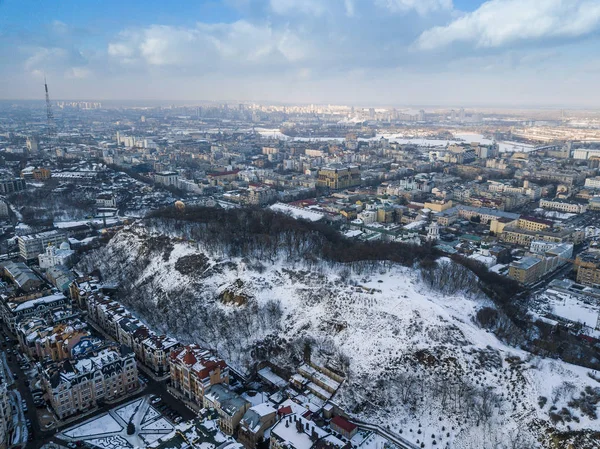 Київ Україна Лютого 2018 Фото Drone Антена Зими Центрі Києва — стокове фото