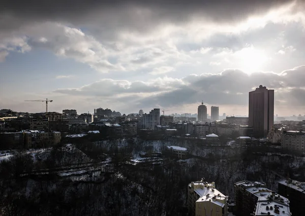 Київ Україна Лютого 2018 Фото Drone Антена Зими Центрі Києва — стокове фото