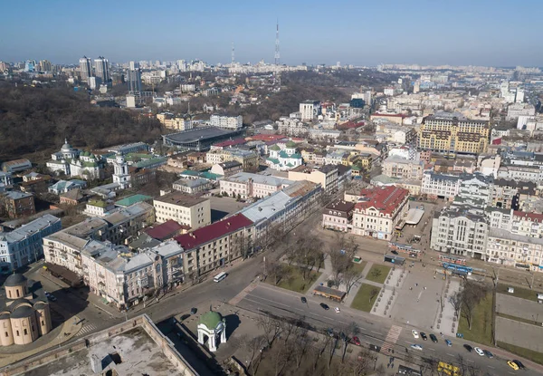 Kiev April 2018 Aerial Drone Photo Arsenalna District Center Kyiv — Stock Photo, Image