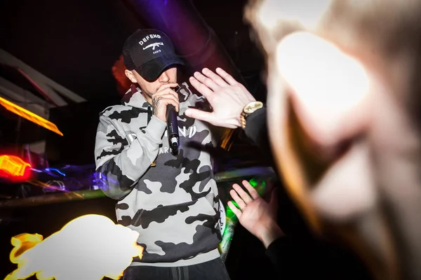 Moszkva Október 2016 Rapper Énekes Élő Koncert Éjszakai Klubban Rap — Stock Fotó